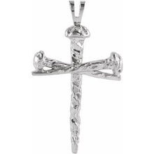 14K White Nail Design Cross Pendant R8293:304083:P