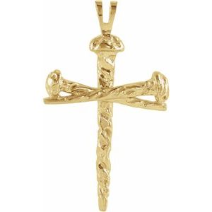 Platinum 26x18.2 mm Nail Design Cross Pendant