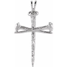 14K White Nail Design Cross Pendant R8293:63432:P