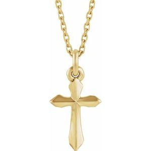 14K Yellow Cross 18" Necklace R41293:6001:P