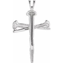Sterling Silver Nail Design Cross Pendant R8293:304080:P
