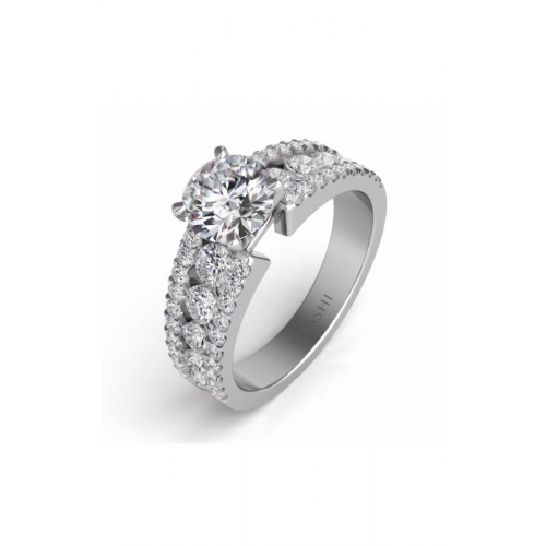 S Kashi & Sons Side Stone Engagement Ring EN7008WG