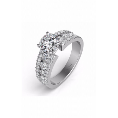S Kashi & Sons Side Stone Engagement Ring EN7008WG