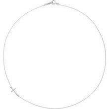 14K White .04 CTW Natural Diamond Off-Center Sideways Cross 16