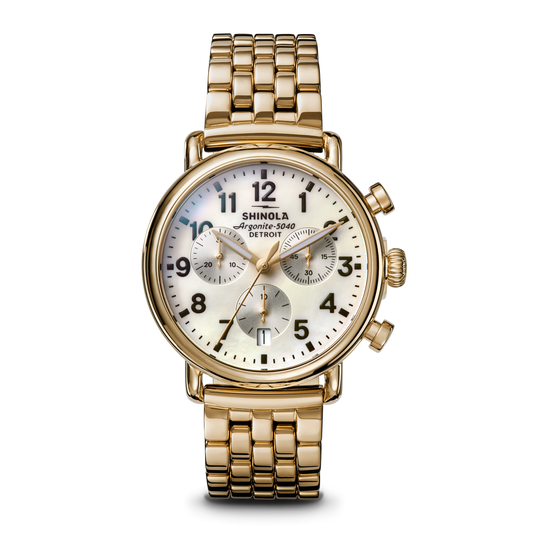 Shinola Runwell Chronograph Watch S0120315254-1-WhtMOP-37-USA