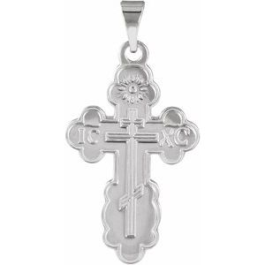 Sterling Silver 19x13 mm Orthodox Cross Pendant  R4062:63184:P