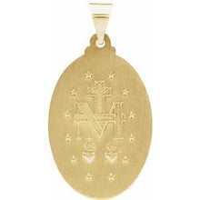 14K Yellow 25x18 mm Oval Hollow Miraculous Medal R45333:105:P