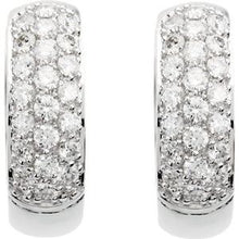 14K White 7/8 CTW Natural Diamond Hoop Earrings 67150:103:P