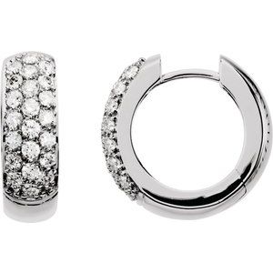 14K White 7/8 CTW Natural Diamond Hoop Earrings 67150:103:P
