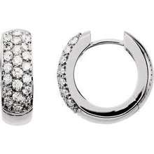 14K White 7/8 CTW Natural Diamond Hoop Earrings 67150:103:P