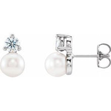 Platinum Cultured White Freshwater Pearl & 1/2 CTW Natural Diamond Earrings 86719:603:P