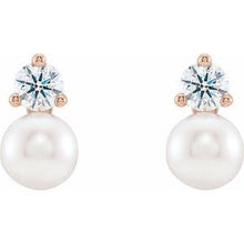 14K Rose Cultured White Freshwater Pearl & 1/2 CTW Natural Diamond Earrings 86719:602:P