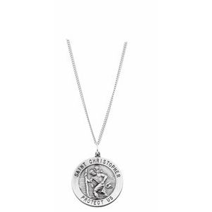 Sterling Silver 12 mm St. Christopher Medal 18 Necklace