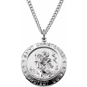 Sterling Silver 25 mm St. Christopher Medal 24" Necklace