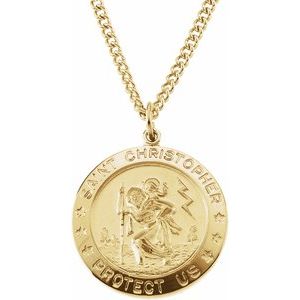 Yellow Gold Filled 25 mm St. Christopher Medal 24" Necklace