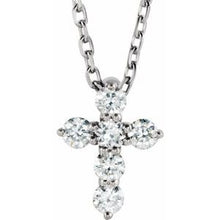 14K White 1/6 CTW Natural Diamond Cross 16-18