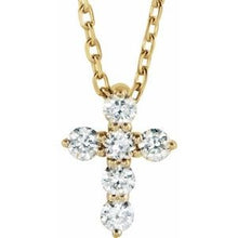 14K Yellow 1/6 CTW Natural Diamond Cross 16-18