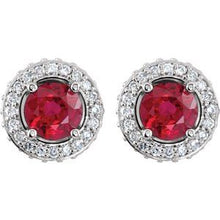 14K White Natural Ruby & 1/3 CTW Natural Diamond Earrings 68602:70001:P