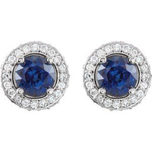 14K White Natural Blue Sapphire & 1/3 CTW Natural Diamond Earrings 68602:70002:P