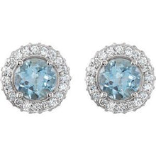 14K White Natural Aquamarine & 1/3 CTW Natural Diamond Earrings 68602:70003:P
