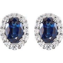 14K White Natural Blue Sapphire & 1/3 CTW Natural Diamond Earrings 85028:70000:P
