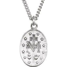 Sterling Silver 15x11 mm Oval Miraculous Medal 18