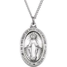 Sterling Silver 23x16 mm Oval Miraculous Medal 18