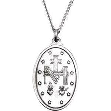 Sterling Silver 23x16 mm Oval Miraculous Medal 18
