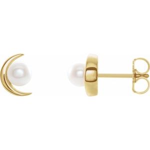 14K Yellow Cultured White Freshwater Pearl Earrings 86805:601:P