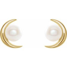 14K Yellow Cultured White Freshwater Pearl Earrings 86805:601:P