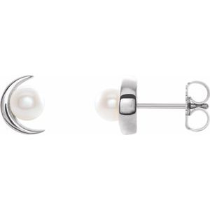 14K White Cultured White Freshwater Pearl Earrings 86805:600:P