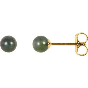 14K Yellow 4 mm Cultured Black Akoya Pearl Earrings