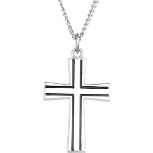 Sterling Silver Cross 24" Necklace