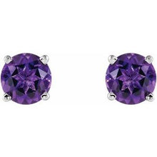 14K White 5 mm Natural Amethyst Stud Earrings 1874:70008:P