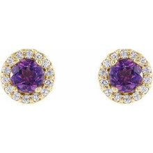 14K Yellow 4 mm Natural Amethyst & 1/10 CTW Natural Diamond Earrings 86509:836:P