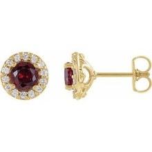 14K Yellow 4 mm Natural Ruby & 1/8 CTW Natural Diamond Earrings 86839:635:P