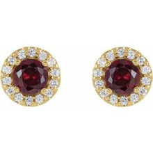 14K Yellow 4 mm Natural Ruby & 1/8 CTW Natural Diamond Earrings 86839:635:P