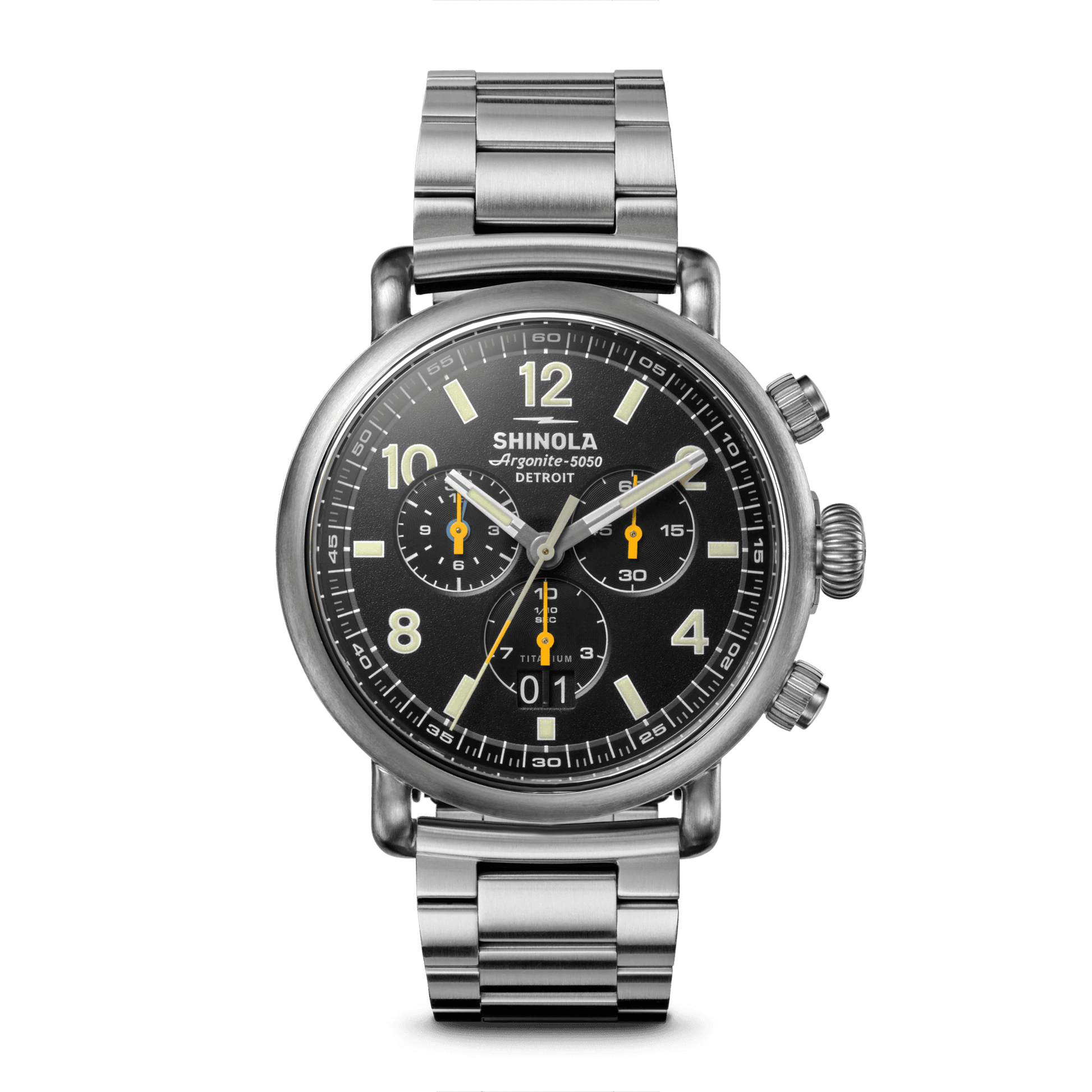 Shinola Runwell Chronograph West Wind Watch Gift Set with Additional Strap S0120307782-1-Blk-42-USA