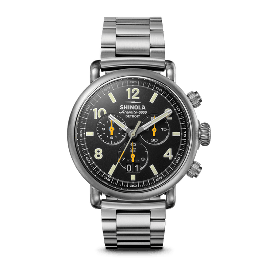 Shinola Runwell Chronograph West Wind Watch Gift Set with Additional Strap S0120307782-1-Blk-42-USA