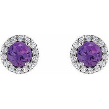 Sterling Silver 6 mm Natural Amethyst & 1/8 CTW Natural Diamond Earrings 86509:209:P