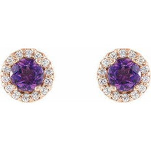 14K Rose 4 mm Natural Amethyst & 1/10 CTW Natural Diamond Earrings 86509:837:P
