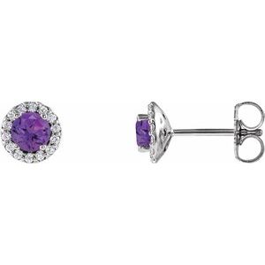 Platinum 4 mm Natural Amethyst & 1/10 CTW Natural Diamond Earrings 86509:838:P