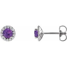 Platinum 4 mm Natural Amethyst & 1/10 CTW Natural Diamond Earrings 86509:838:P