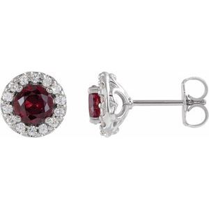 14K White Natural Ruby & 1/10 CTW Natural Diamond Earrings 86839:6176:P