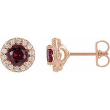 14K Rose 6 mm Lab-Grown Ruby & 1/4 CTW Natural Diamond Earrings 86839:799:P