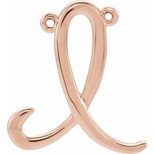 14K Rose Script Initial I Necklace Center