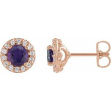 14K Rose 4 mm Natural Amethyst & 1/8 CTW Natural Diamond Earrings 86839:642:P