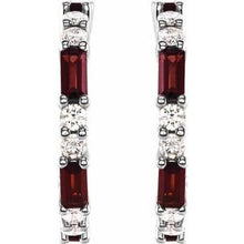 Platinum Natural Mozambique Garnet & 1/2 CTW Natural Diamond 17.2 mm Hoop Earrings 86789:619:P