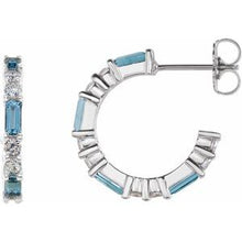 14K White Natural Aquamarine & 1/2 CTW Natural Diamond 17.2 mm Hoop Earrings 86789:626:P