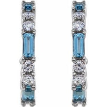 14K White Natural Aquamarine & 1/2 CTW Natural Diamond 17.2 mm Hoop Earrings 86789:626:P